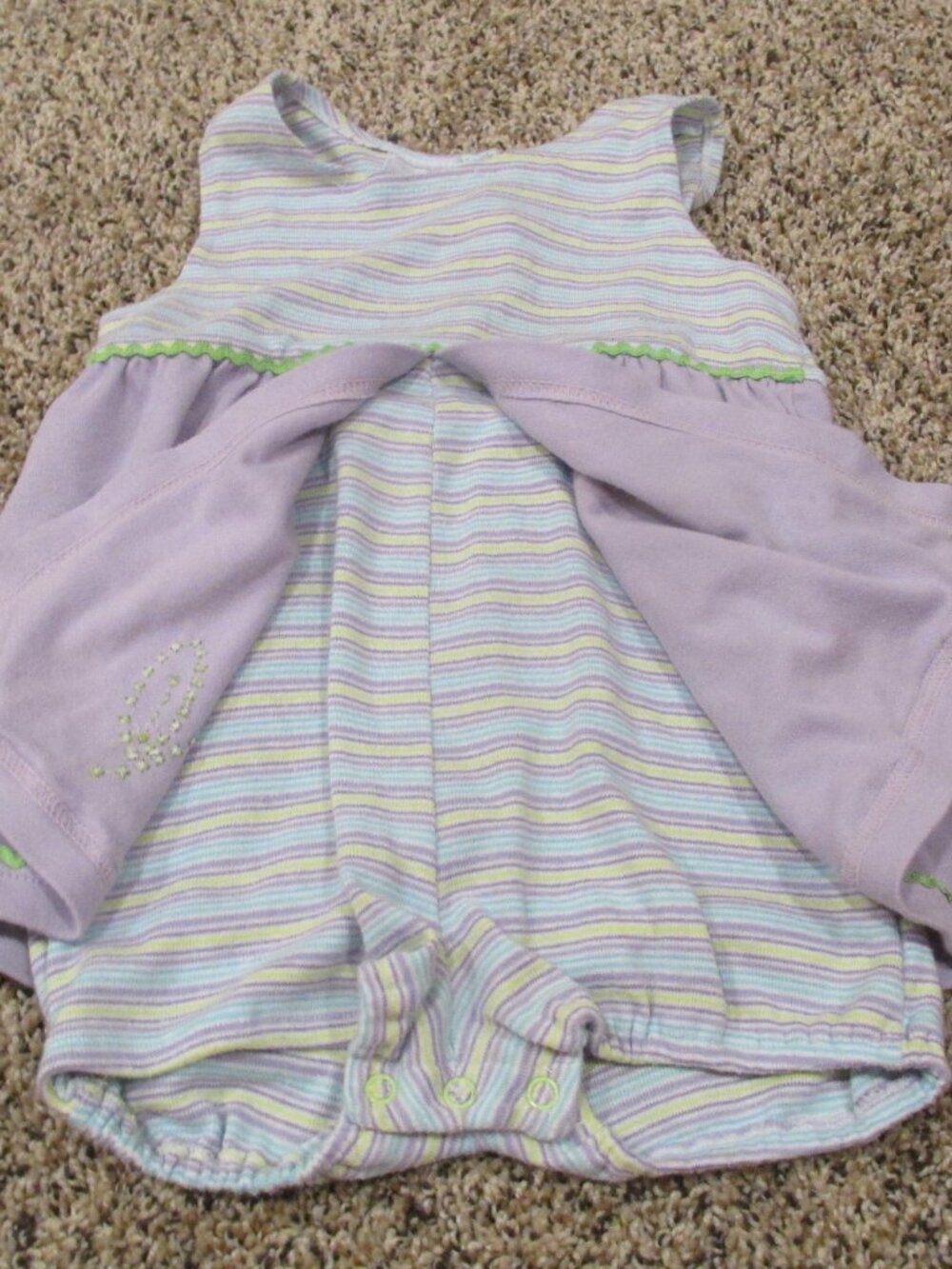Hearts &‎ Flowers Sleeveless Romper Toddler Girls Size 24M Purple Striped Floral - Picture 2 of 6